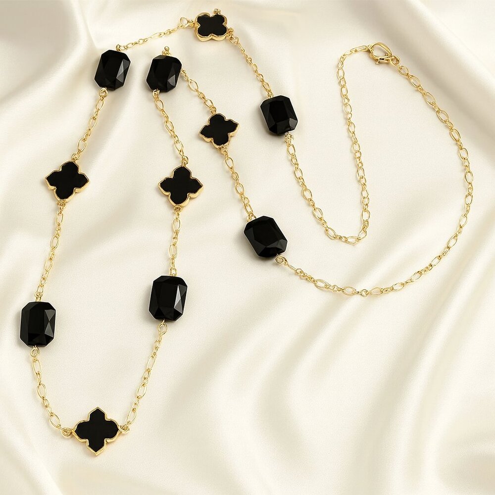 Black Clover Gold Chain Necklace – Beads Chic Statement Women's Fashion Jewelry